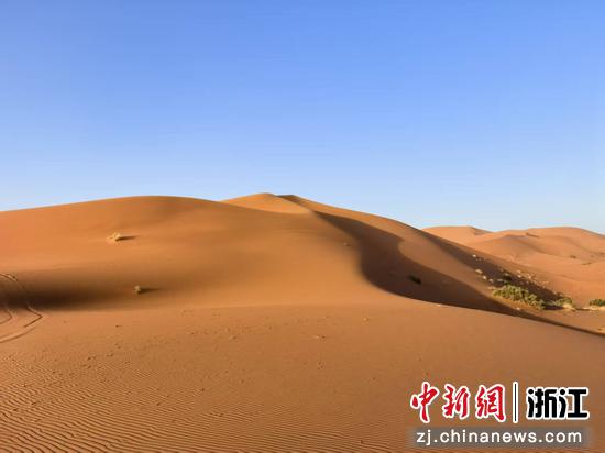 夕阳将最后一缕金红霞光，斜斜投在沙丘顶端 作者供图