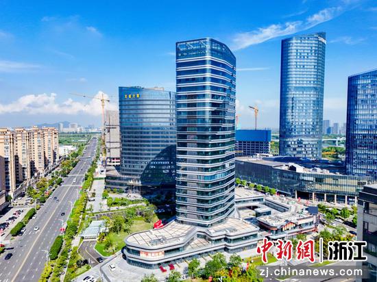 日前，上虞区滨江金融中心远景（航拍）。上虞区委统战部 供图