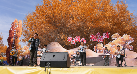 “弦乐鸣胡杨”乐队为观众带来精彩的演出。