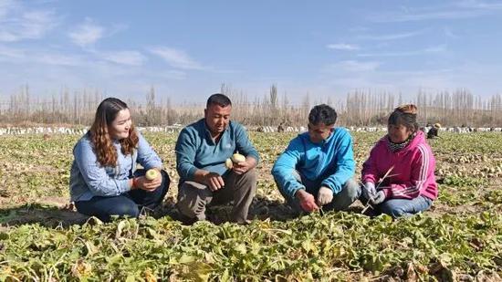 乡亲们围在一起，分享采收的喜悦。