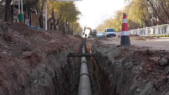 高昌路改造项目现场。阿地力 摄