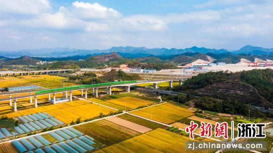 动集列车行驶在金台铁路。 浙江交通集团 供图