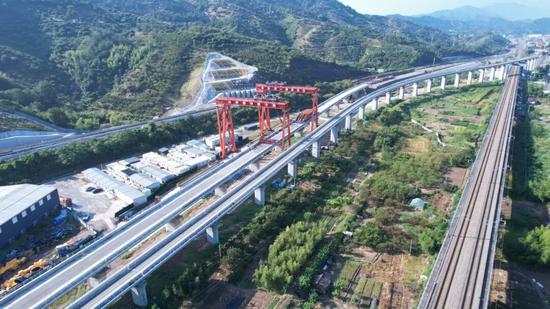 衢丽铁路丽水疏解线特大桥建设现场 图源浙江省轨道交通运营管理集团