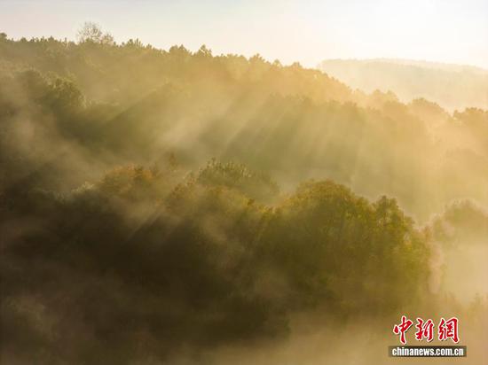 图为航拍威宁自治县双龙镇杨湾桥水库冬景如画。（无人机照片）