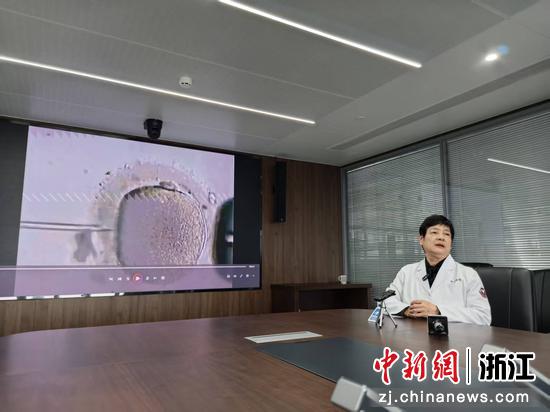 黄荷凤院士接受采访介绍研究成果。张煜欢&nbsp;摄