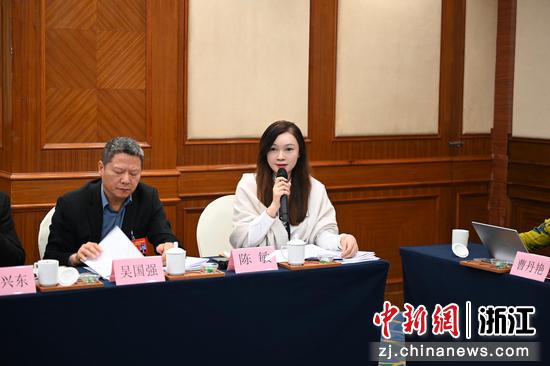近日，浙江省政协委员、杭州利星百货集团有限公司董事长陈敏发言现场。（受访者供图）