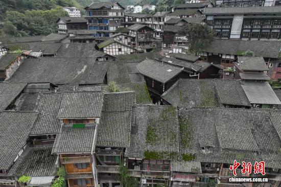 1月31日，航拍贵州赤水丙安古镇。 瞿宏伦 摄