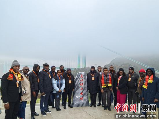 考察团考察花江峡谷大桥。