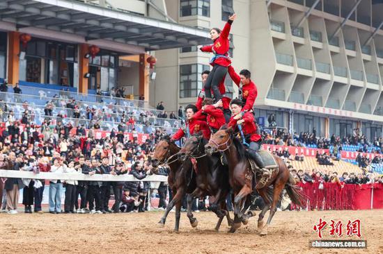 2月22日,公开赛间隙进行的马术表演。中新社记者 瞿宏伦 摄 2月22日,公开赛间隙进行的马术表演。中新社记者 瞿宏伦 摄