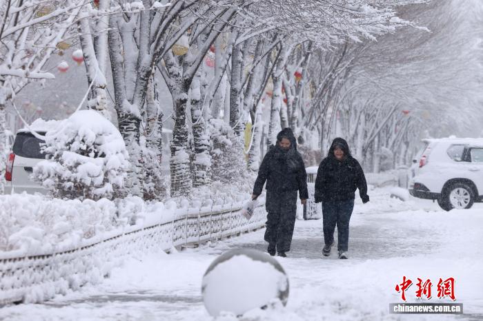 新疆巴里坤县出现强降雪天气