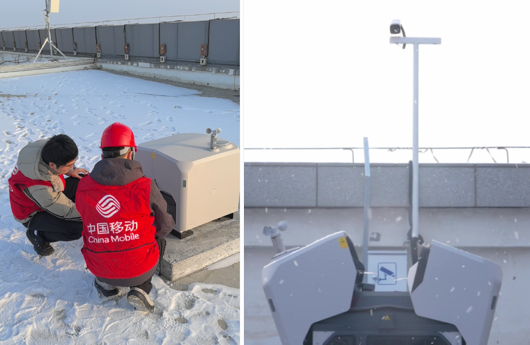 移动工作人员在调试无人机。