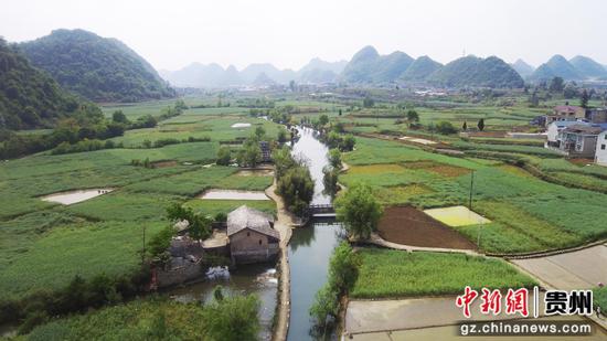 安顺鲍家屯千亩油菜籽田现“鲍”字景观