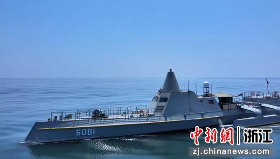 中国首艘全国产化百吨级无人艇（代号6081）。浙江省二轻集团&nbsp;供图