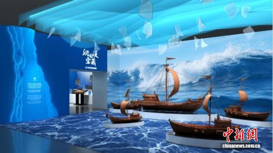 图为“沉没的宝藏”展沉浸式展厅。(国家海洋博物馆供图) 图为“沉没的宝藏”展沉浸式展厅。(国家海洋博物馆供图)