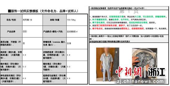 选品团队服饰试样反馈清单。 谦寻 供图 选品团队服饰试样反馈清单。 谦寻 供图