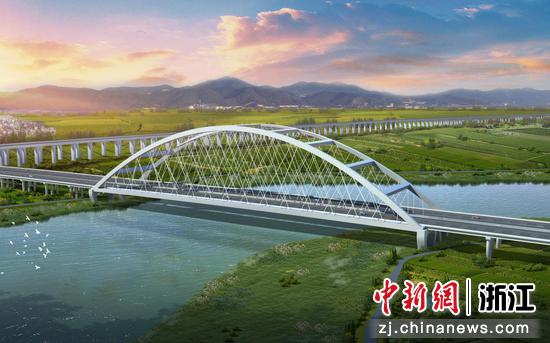 江山港特大桥效果图。浙江交通集团 供图 江山港特大桥效果图。浙江交通集团 供图