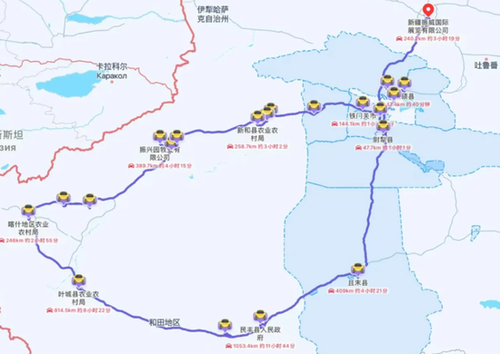 新疆农博会大会秘处走访部分路线图。