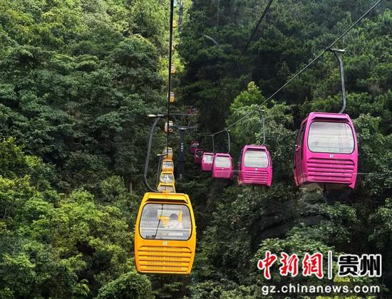 黔灵山公园缆车穿梭山林。