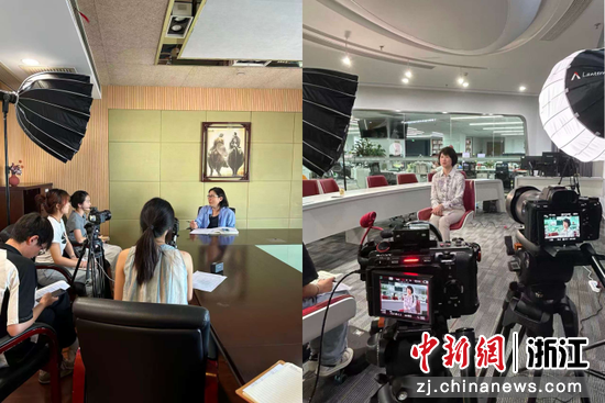 图 | 浙江日报报业集团高级记者檀梅（左）和宁波日报报业集团高级记者唐惠卿（右）接受学生团队访谈（2024）