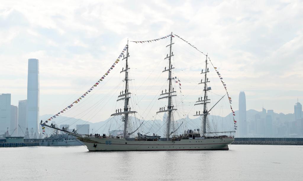 PLA navy's training ship Po Lang docks in Hong Kong