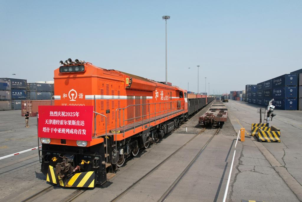 China-Central Asia freight train heads for Tashkent from Tianjin