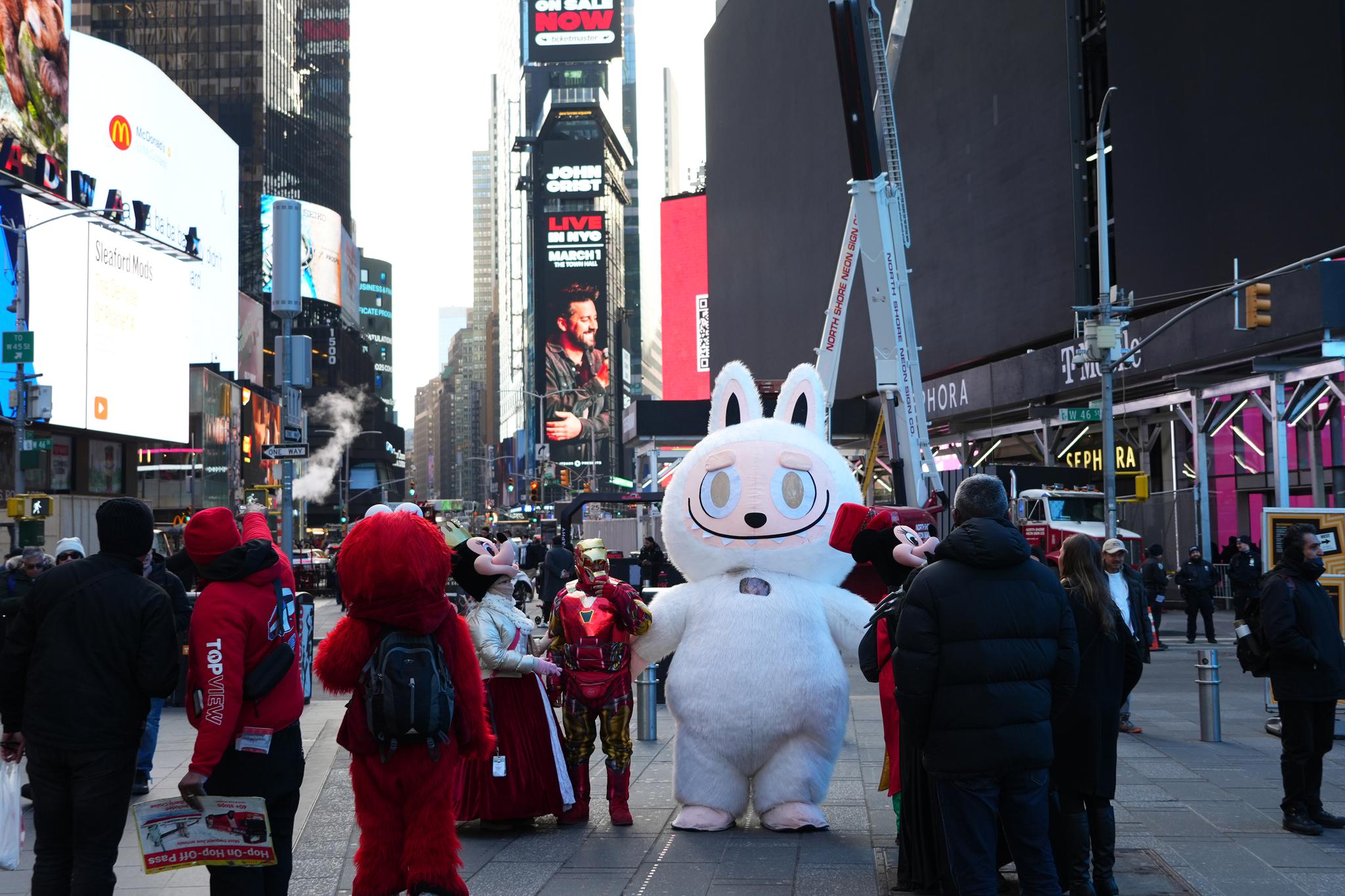 Labubu appears at New York Times Square 