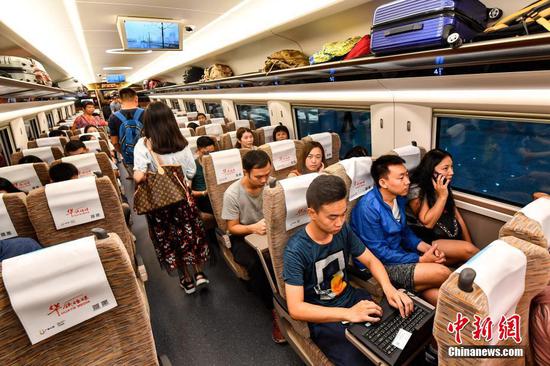 Onboard the first bullet train from mainland to Hong Kong
