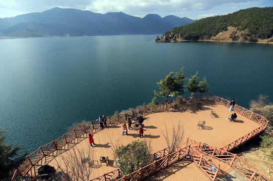 Mysterious natural scenery of Lugu Lake in Sichuan