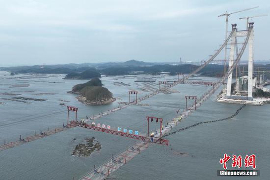 Longest cross-see bridge in Guangxi under construction