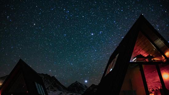Starry sky over Bars Snow Mountain in Gansu