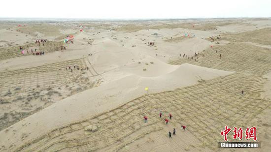 Gansu fight desertification with straw barriers