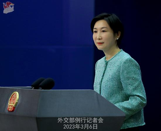 Chinese Foreign Ministry spokesperson Mao Ning speaks at a press conference, March 6, 2023. (Photo/fmprc.gov.cn) 