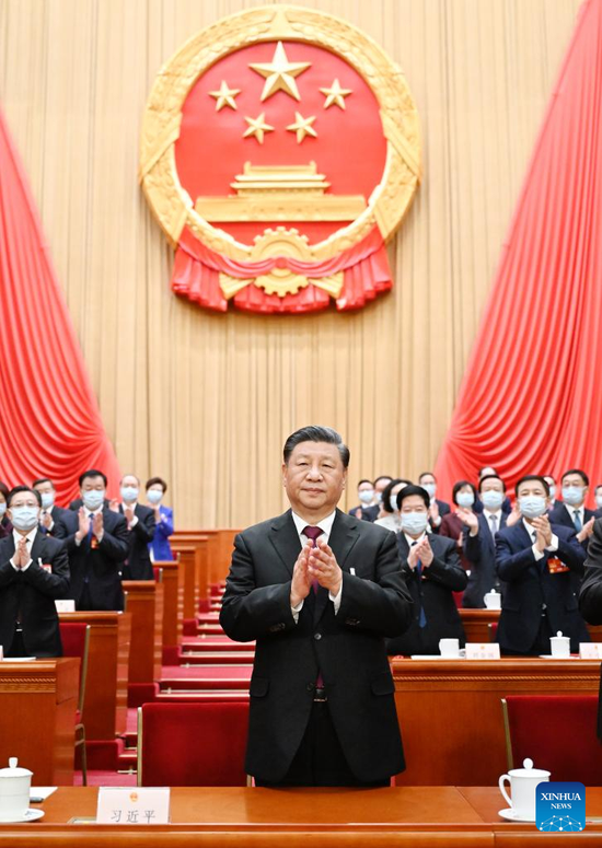 Xi Jinping is unanimously elected president of the People's Republic of China (PRC) and chairman of the Central Military Commission (CMC) of the PRC at the third plenary meeting of the first session of the 14th National People's Congress (NPC) at the Great Hall of the People in Beijing, capital of China, March 10, 2023. (Xinhua/Li Xueren)