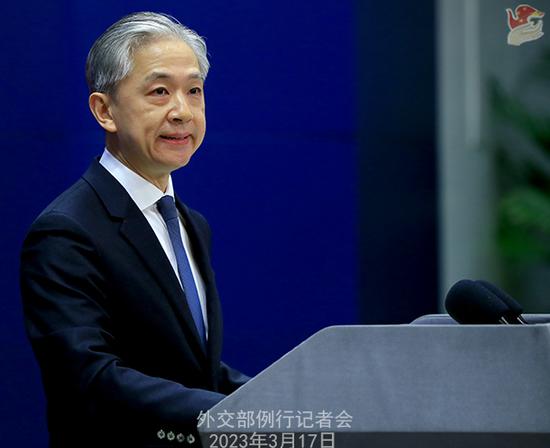 Chinese Foreign Ministry spokesperson Wang Wenbin speaks at a regular press conference in Beijing, March 17, 2023. (Photo/fmprc.gov.cn)