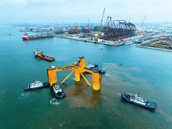 China's first deep-sea floating wind power platform sets sail