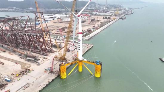 China's first deep-sea floating wind power platform heads for Hainan