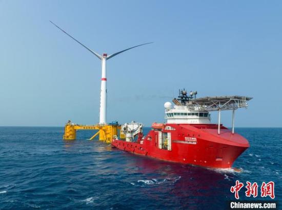 China's first deep-sea floating wind power platform finishes offshore construction