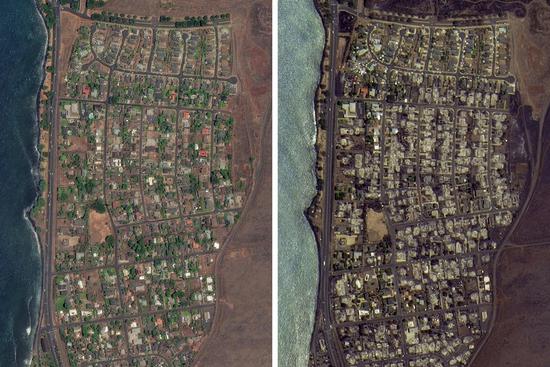 Satellite images show Maui devastation in contrast