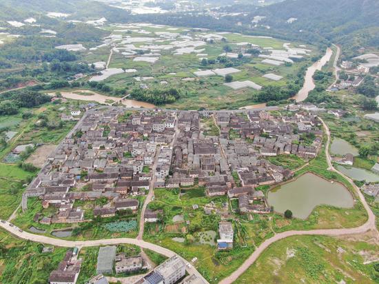 Aerial view of ancient military fortress in Jiangxi