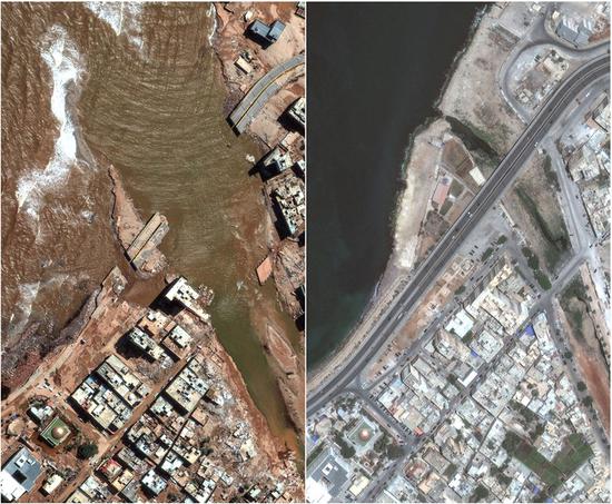 Satellite images show flood devastation in Libya