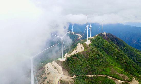 The Laba Mountain Wind Power Project in Dechang County, Liangshan Yi Autonomous Prefecture, Sichuan Province (Photo/Courtesy of Chengdu Engineering Corporation Limited under state-downed company Power China)