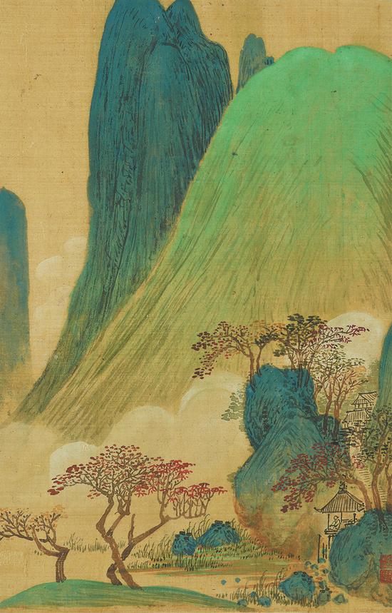 Landscape, a painting by Ming Dynasty (1368-1644) painter Zhang Hong on show. (CHINA DAILY)