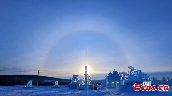 Solar halo appears in China's cold pole