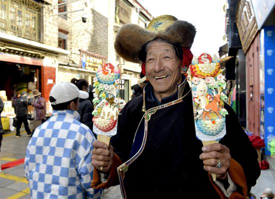 Butter sculptures prepared to greet Tibetan new year