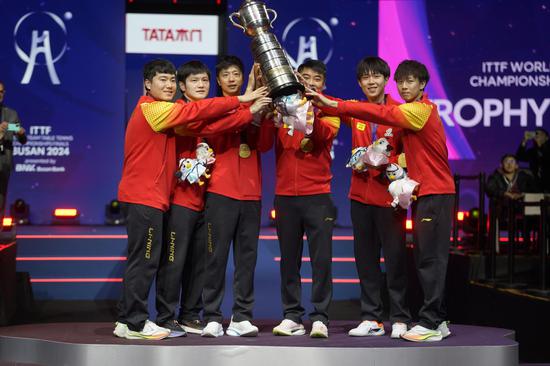China's men's table tennis team claims 11th consecutive title at ITTF World Championships