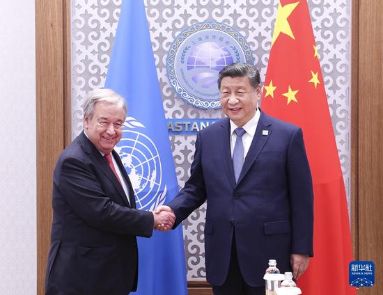 Xi meets with UN Secretary-General Antonio Guterres