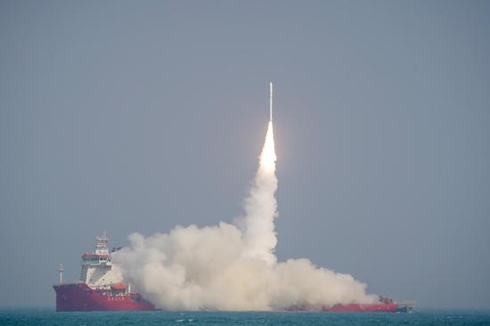 China launches 4 satellites from sea