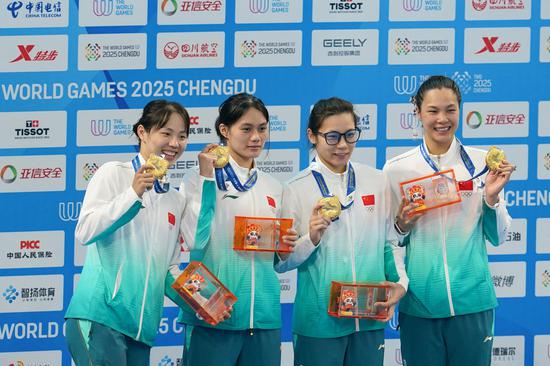 China secures finswimming relay gold at Chengdu World Games
