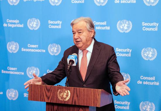 UN chef holds press conference at UN headquarters in NYC