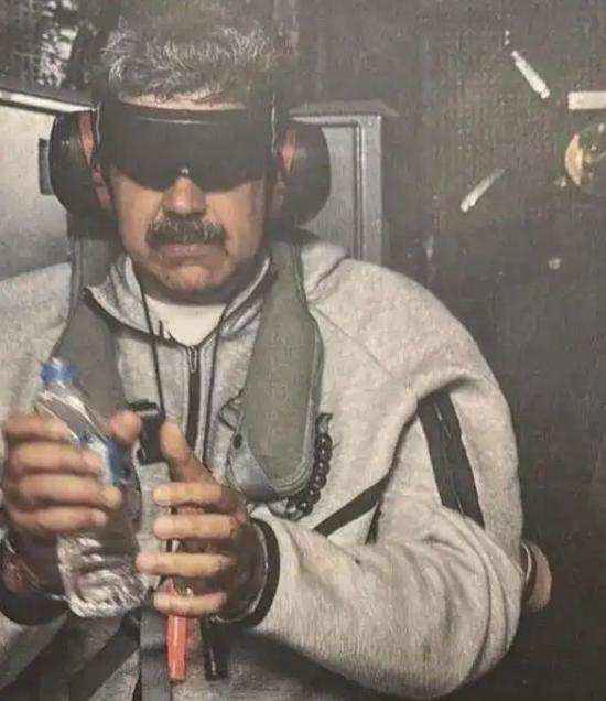 U.S. President Donald Trump posts a photo Jan. 3, 2026 on his social media platform Truth Social,  showing Venezuelan President Nicolás Maduro wears handcuffs, with his eyes covered by a black cloth, on board the USS Iwo Jima. (Screenshot from Truth Social)